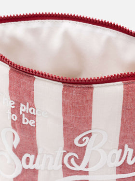 Pochette Aline Soft L in cotone e lino con stampa a righe