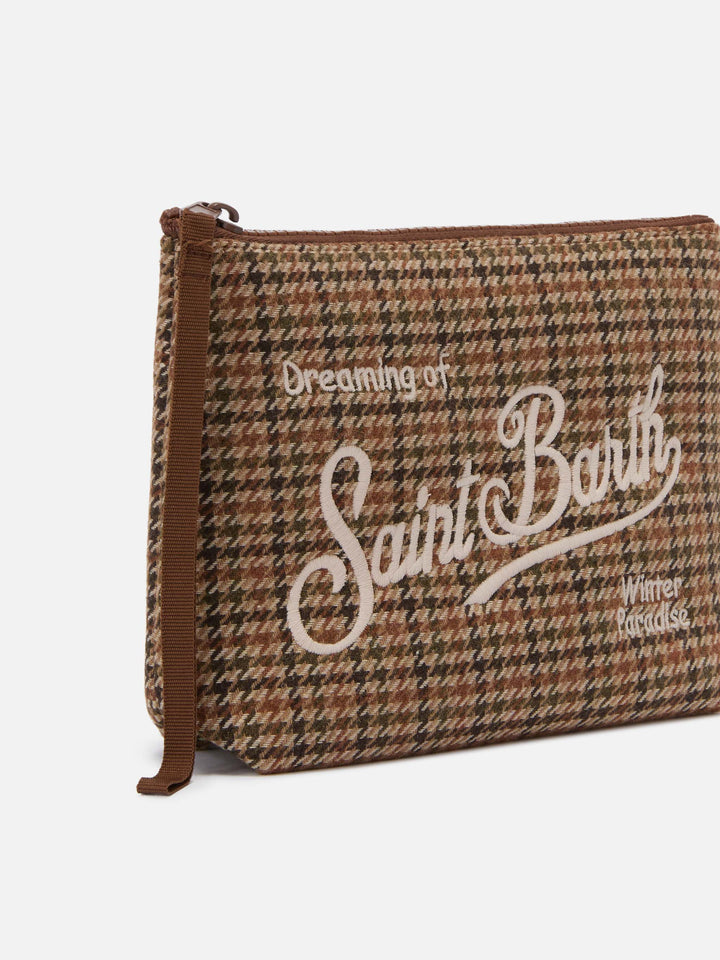 Aline Wool Pouch in houndstooth wool blend