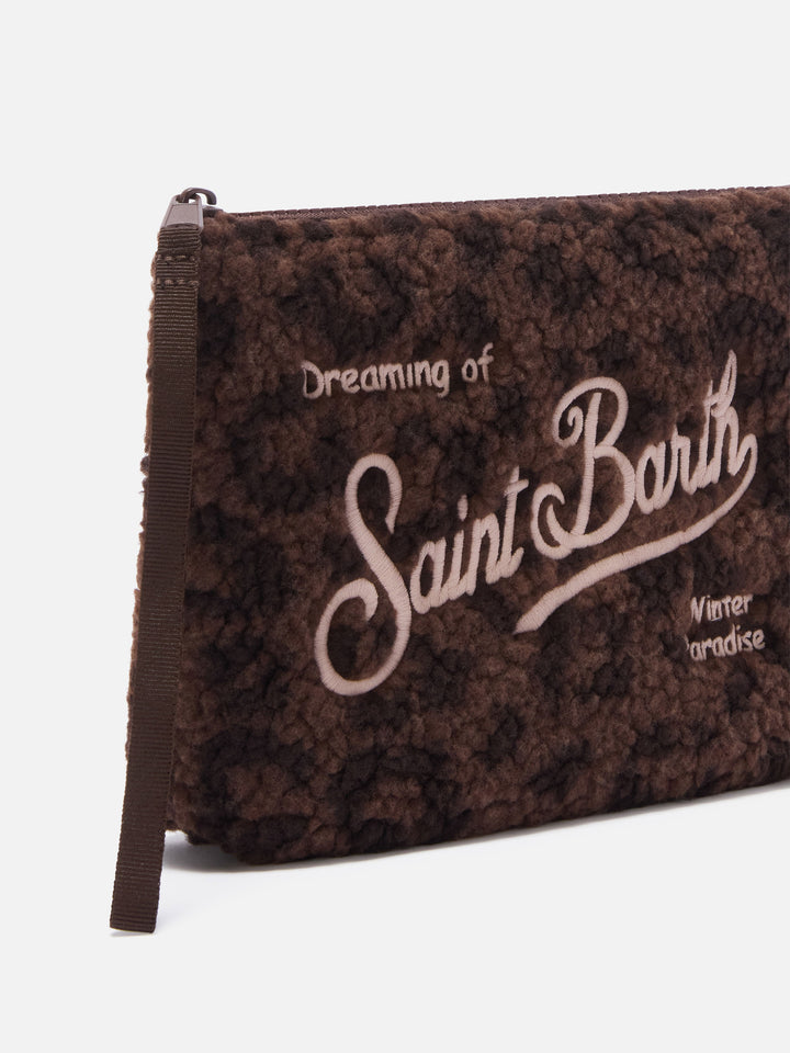 Aline teddy pochette with leopard print