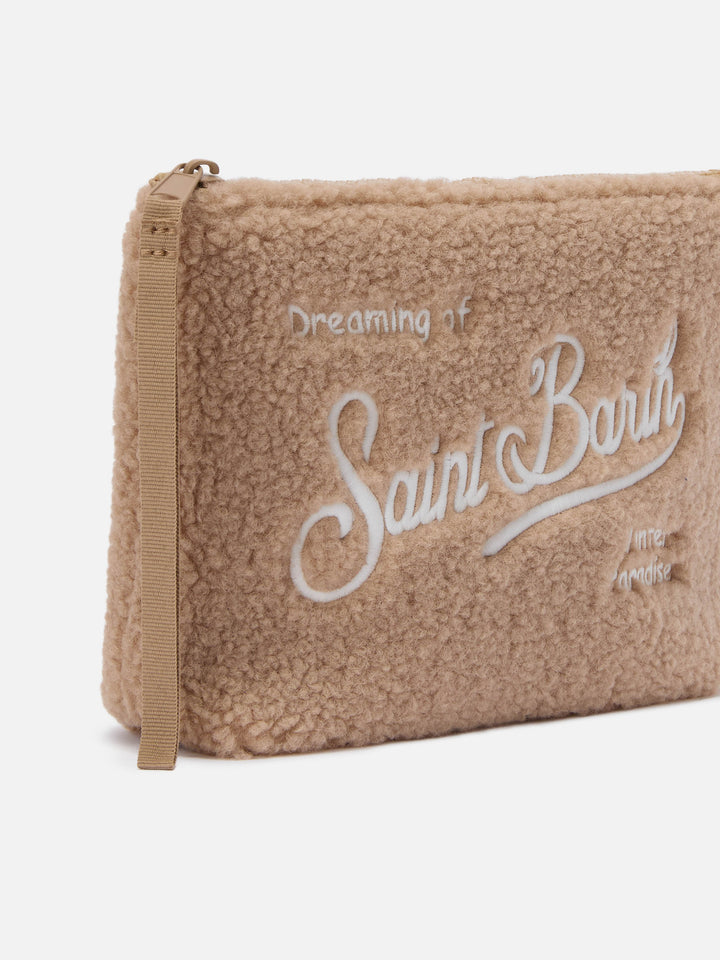 Aline Teddy Pouch in beige sherpa