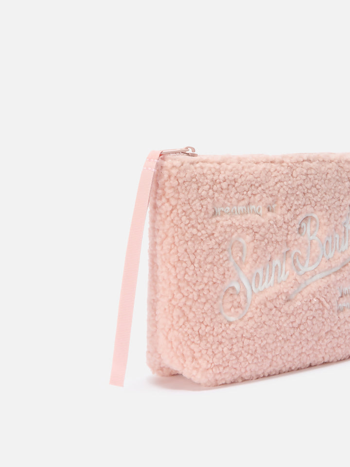 Pochette Aline Teddy in sherpa rosa