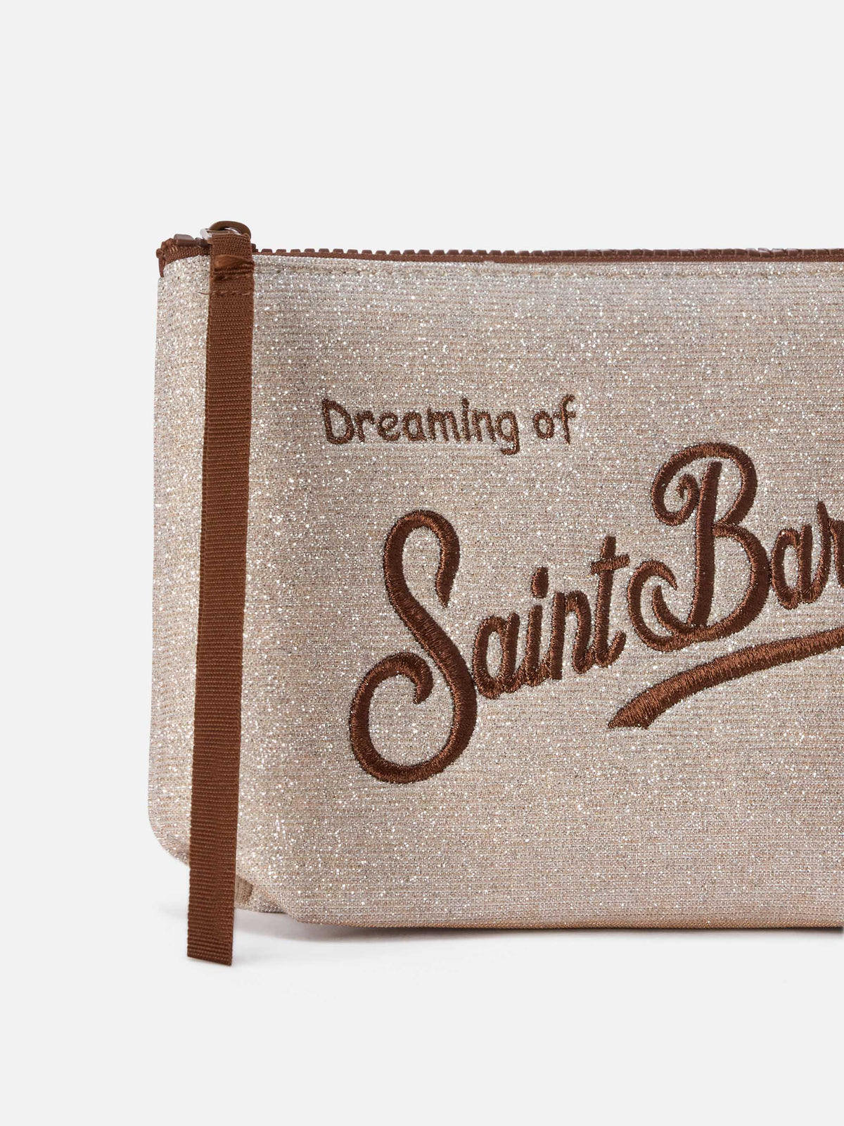 Beiger Aline aus Lurex pochette mit Logostickerei 
