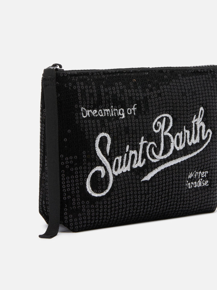 Aline Velvet Pouch with black sequins