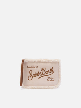 Off white Aline faux shearling pochette with logo embroidery