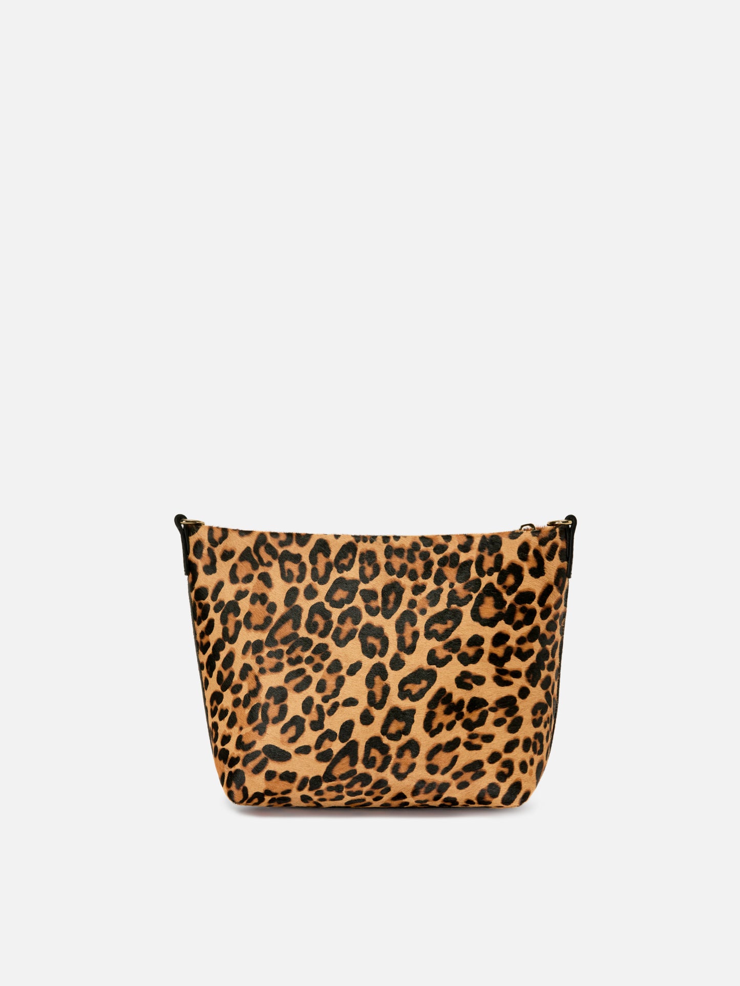 Sac Aline en poil de poulain imprimé léopard avec plaque logo en métal 