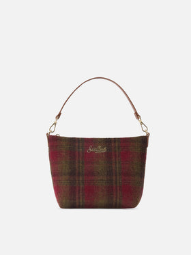 Borsa a spalla Aline con motivo tartan e manici in pelle