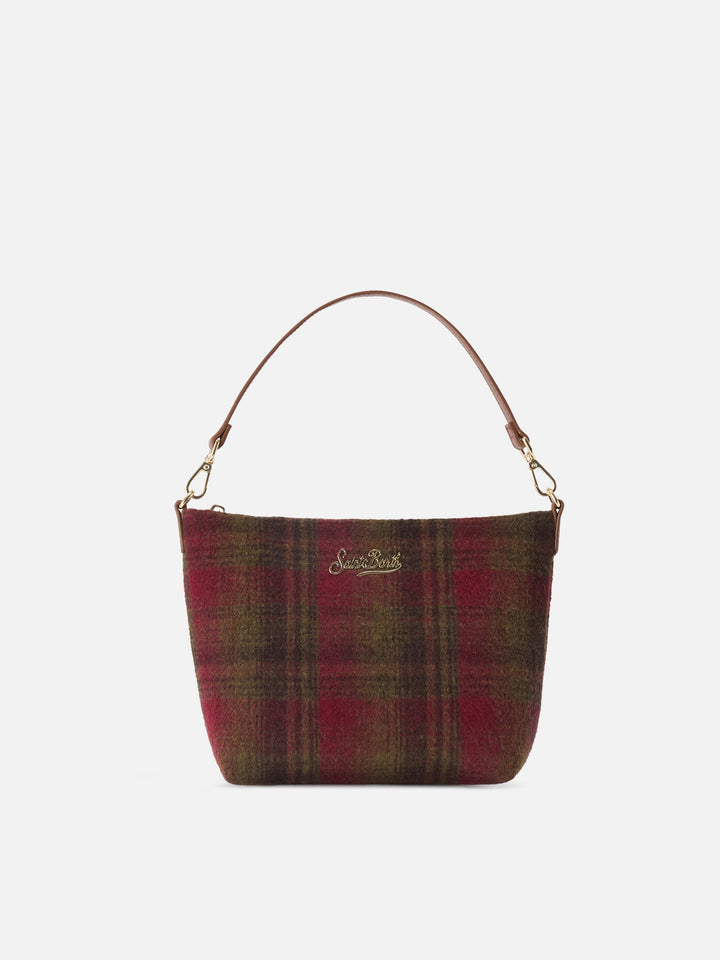 Aline shoulder bag with tartan pattern and leather handles