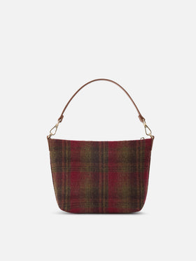 Borsa a spalla Aline con motivo tartan e manici in pelle