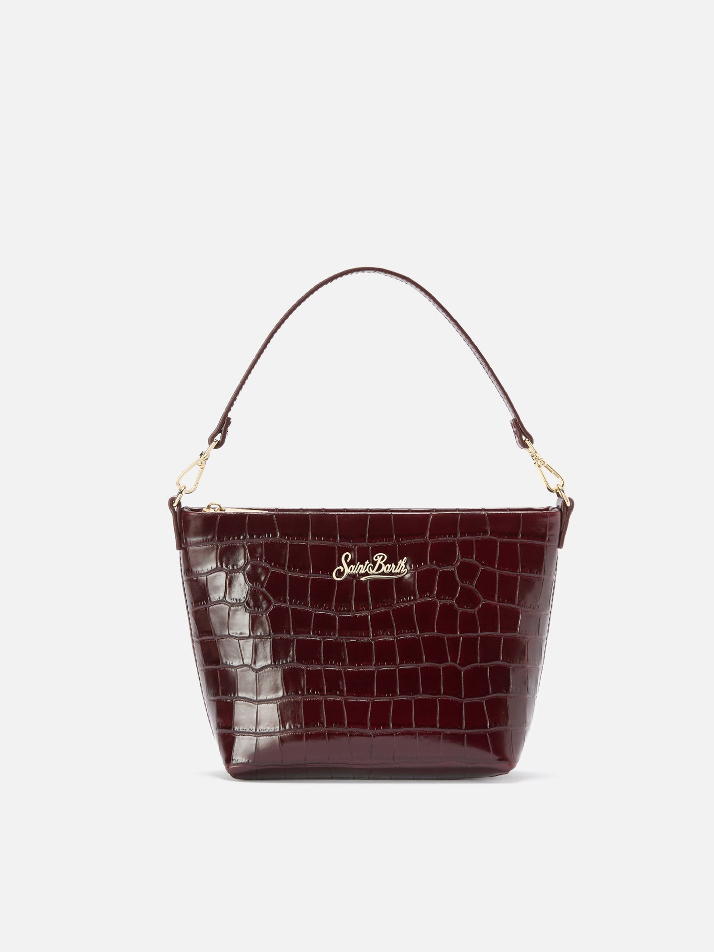 Borsa a spalla Aline Bag in pelle stampa cocco bordeaux