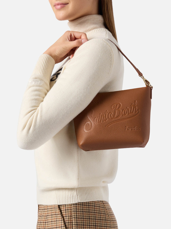 Borsa a spalla Aline Bag in pelle martellata cuoio