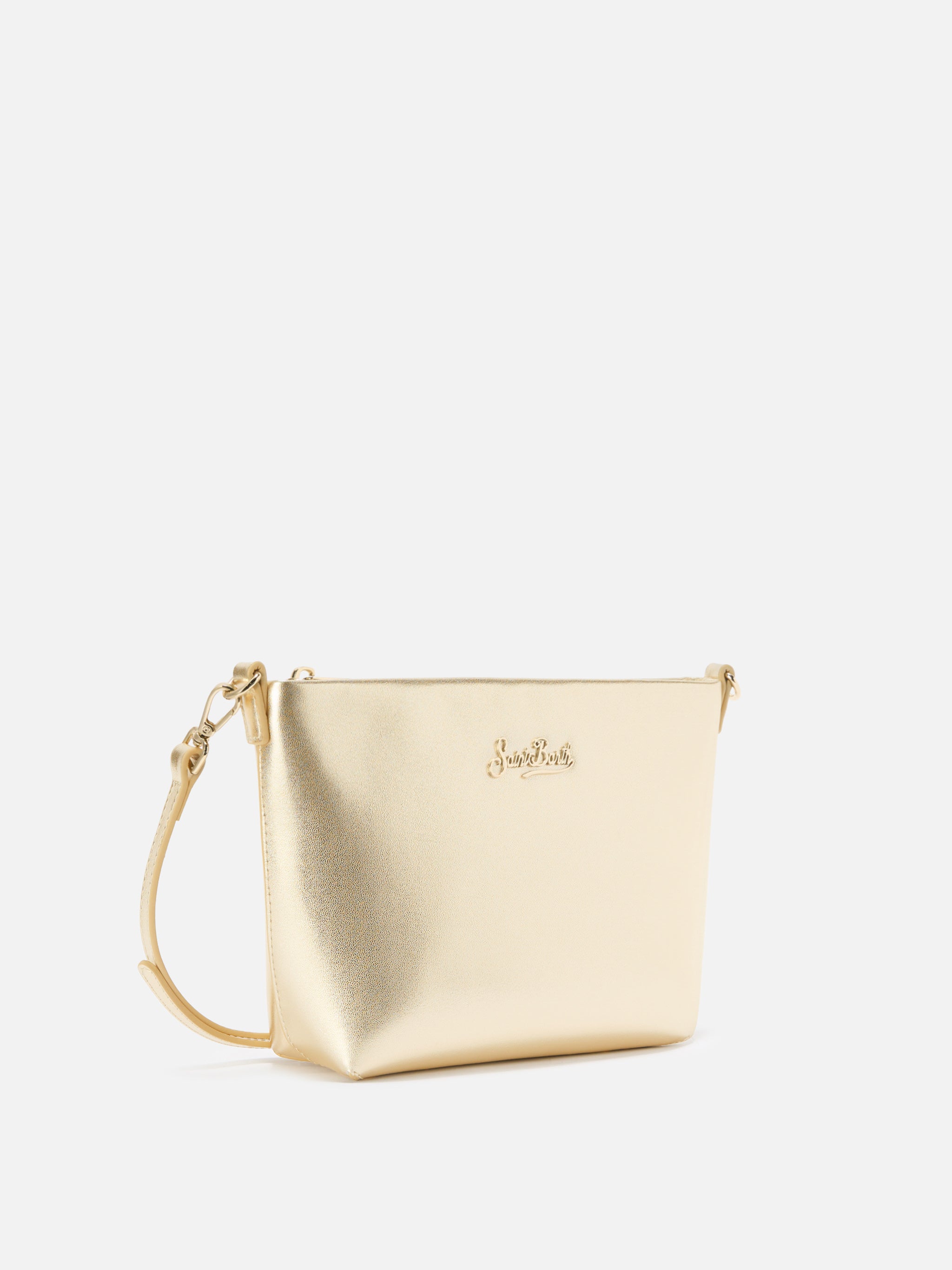 Gold Aline laminated leather shoulder bag – MC2 Saint Barth