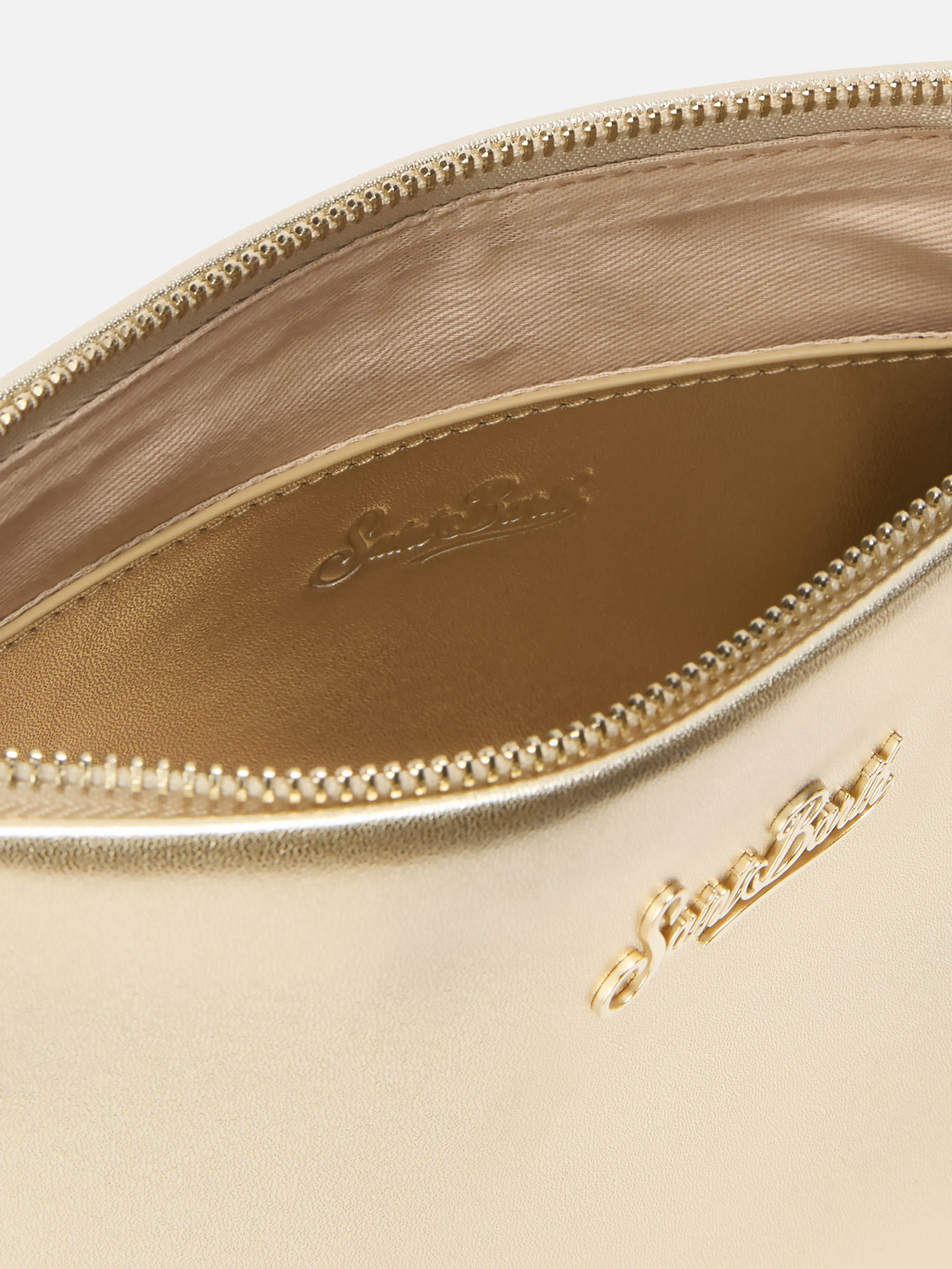 Gold Aline laminated leather shoulder bag – MC2 Saint Barth