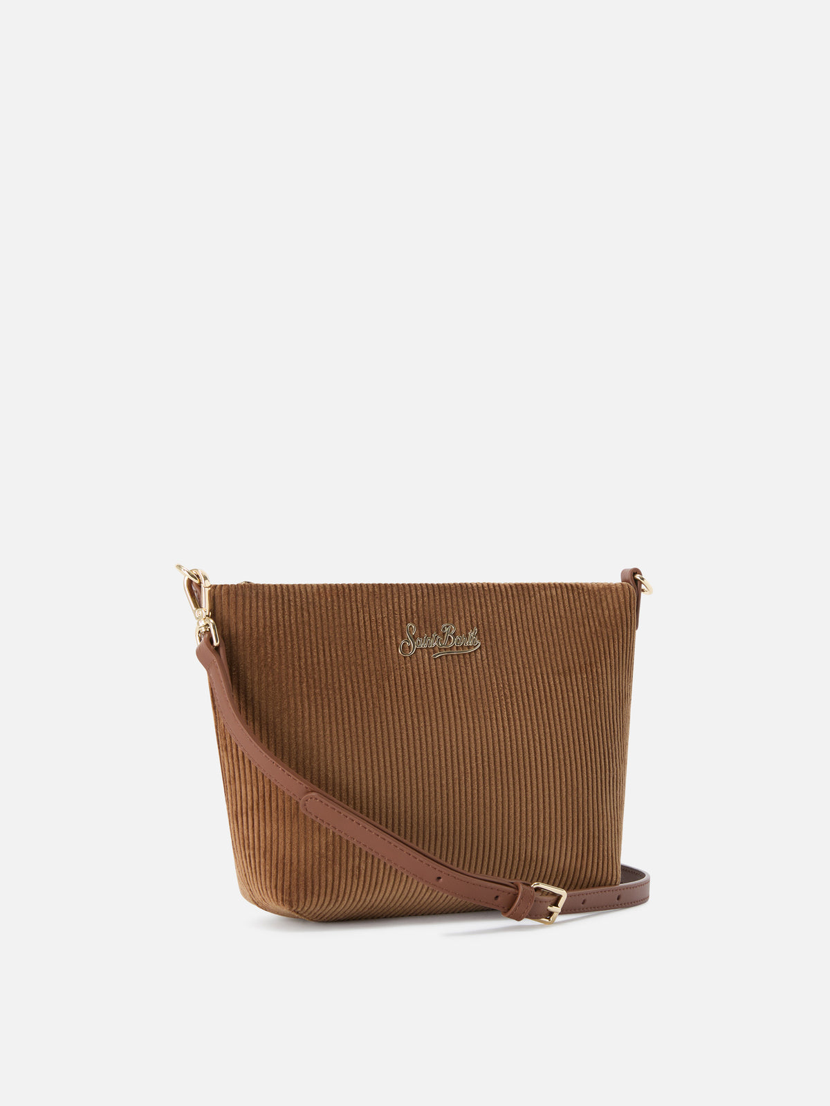 Brown Aline velvet shoulder bag with leather handles