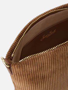 Brown Aline velvet shoulder bag with leather handles