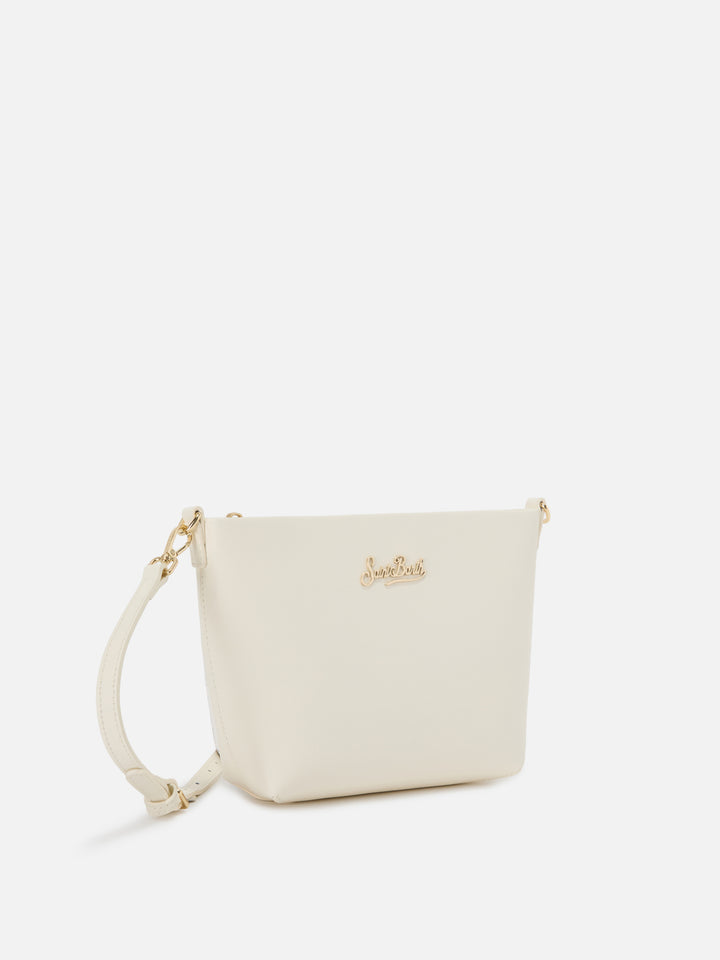 Aline bag in white smooth leather with metal logo plaque