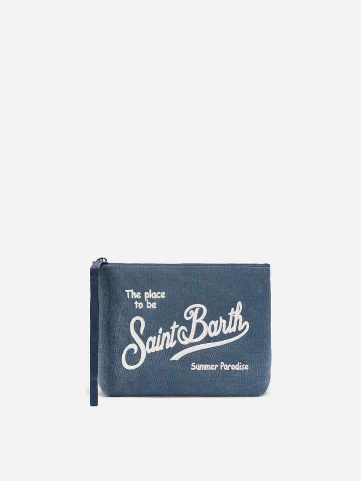 Aline blue canvas pouch