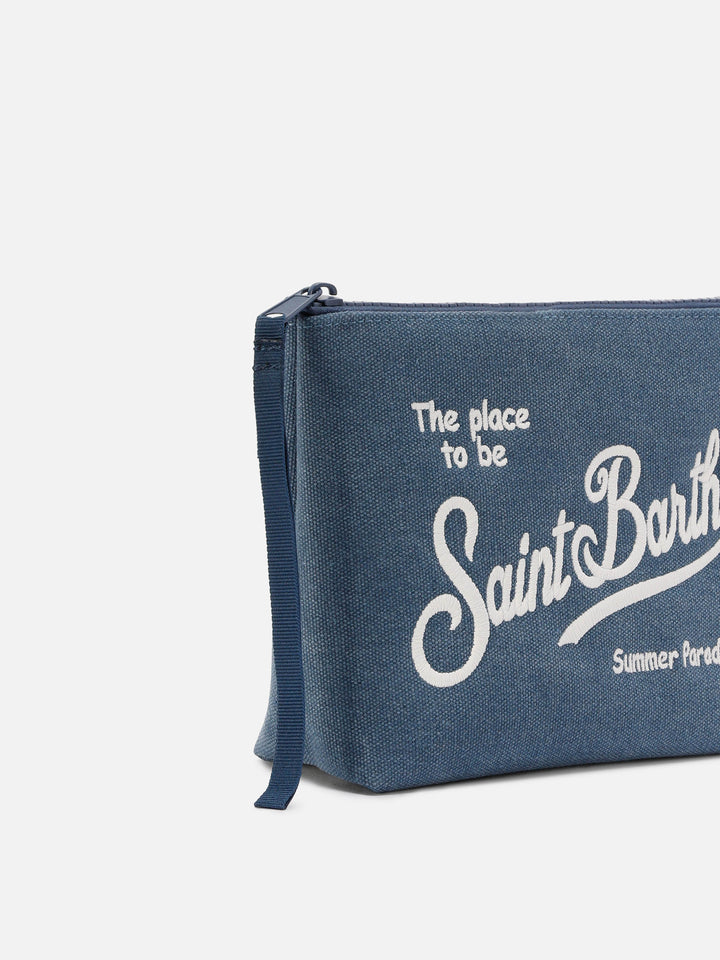 Aline blue canvas pouch