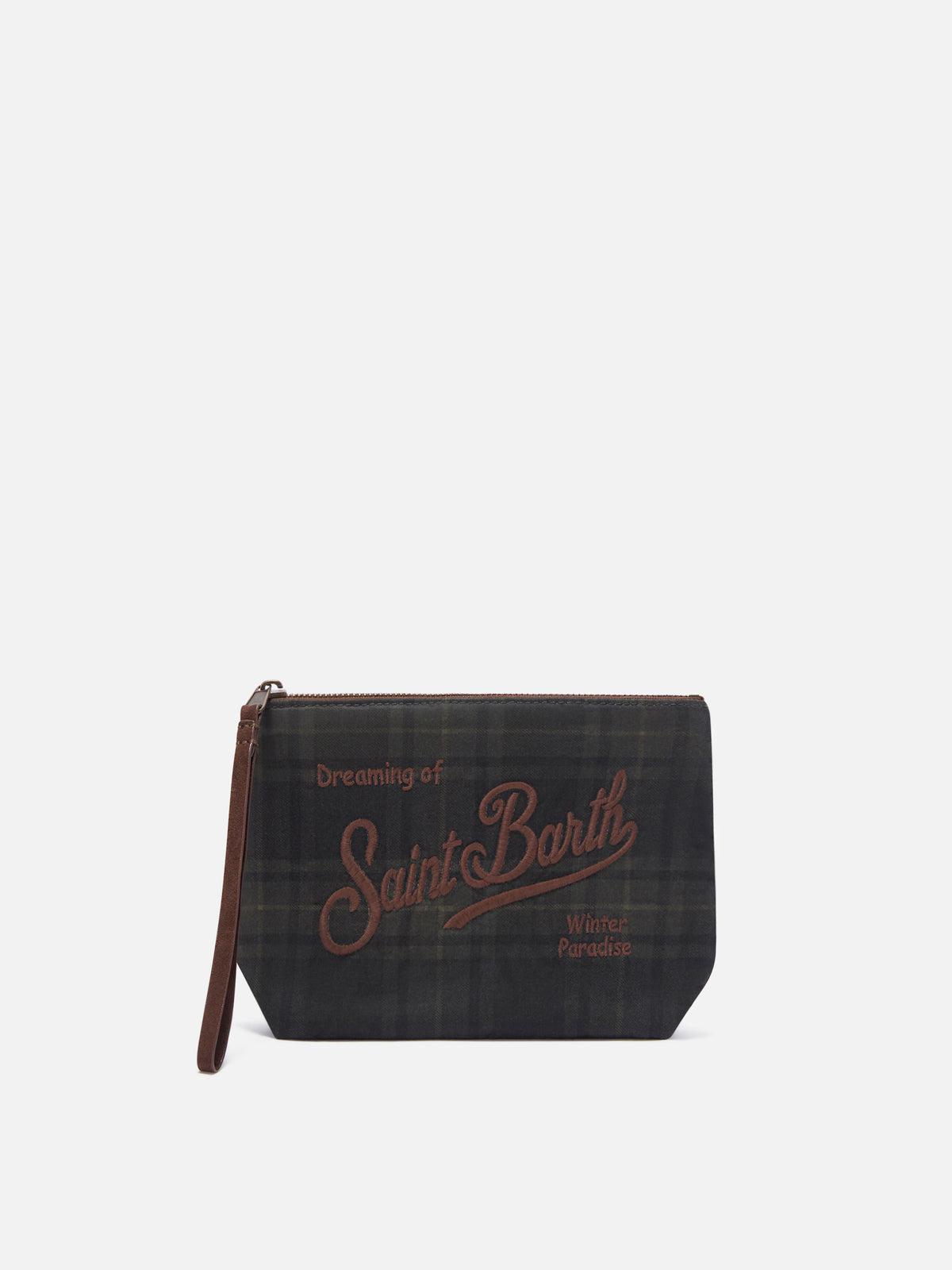 Pochette Aline in tessuto cerato con stampa tartan