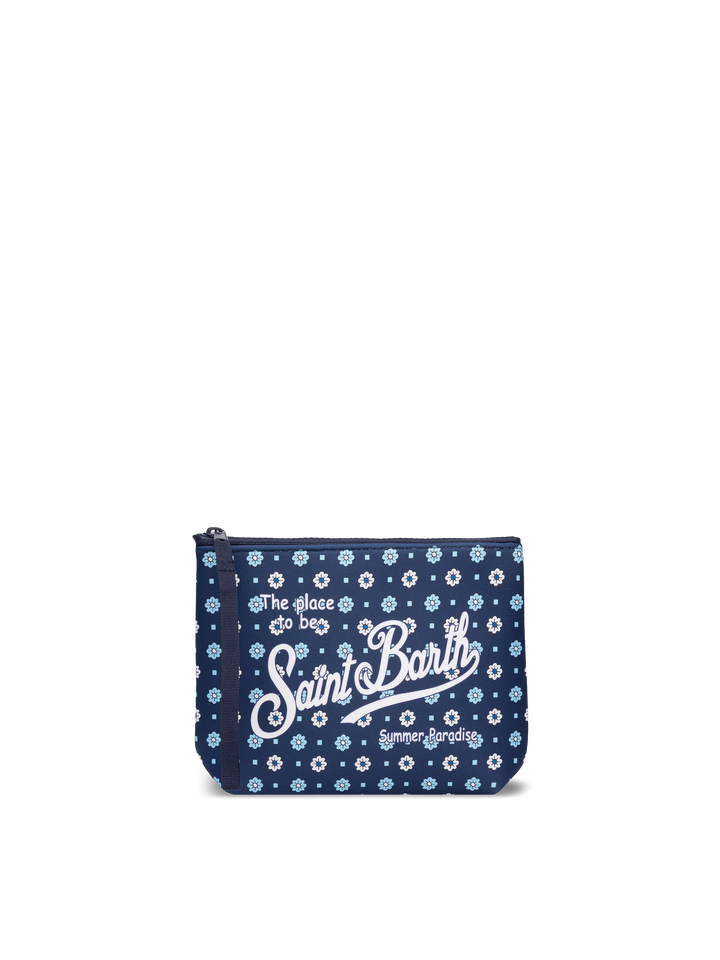 Pochette Aline in scuba con stampa micro cravatta