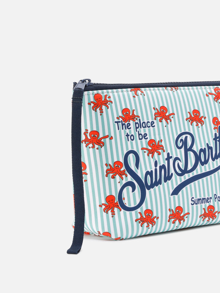 Aline scuba pouch with striped octopus print