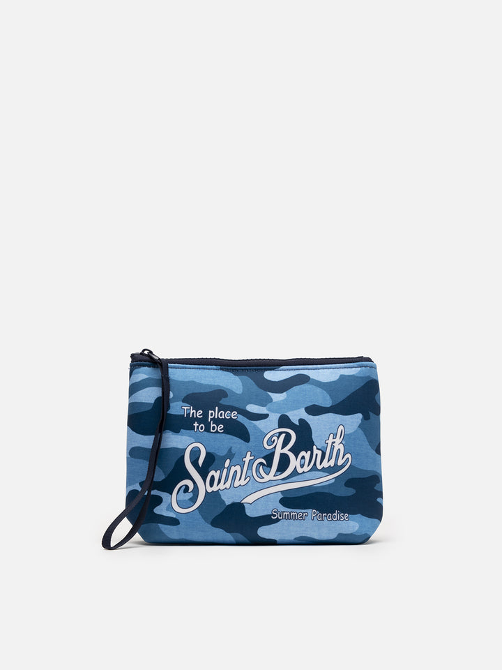 Pochette in scuba mimetico denim Aline