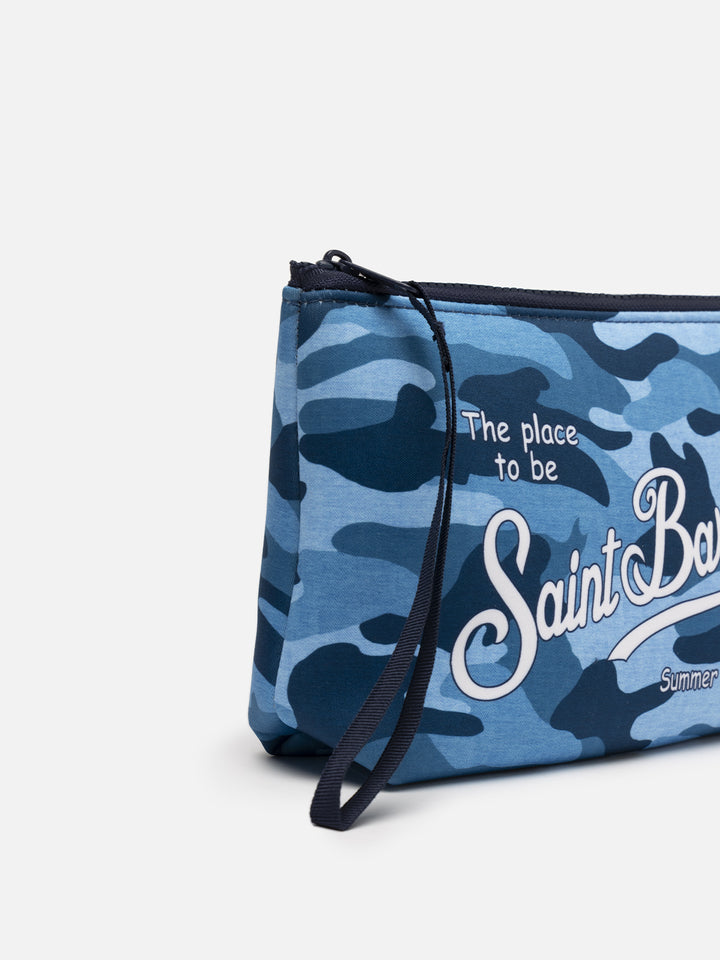Pochette in scuba mimetico denim Aline