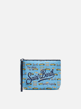 Pochette Aline in scuba con stampa Road to Formentera