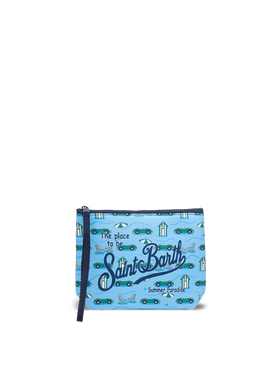 Aline Scuba-Pochette mit Autos- und Strandhütten-Print