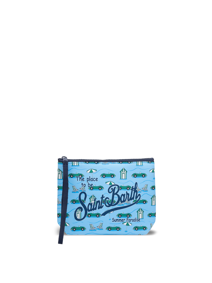 Aline Scuba-Pochette mit Autos- und Strandhütten-Print