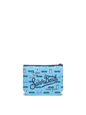 Aline Scuba-Pochette mit Autos- und Strandhütten-Print