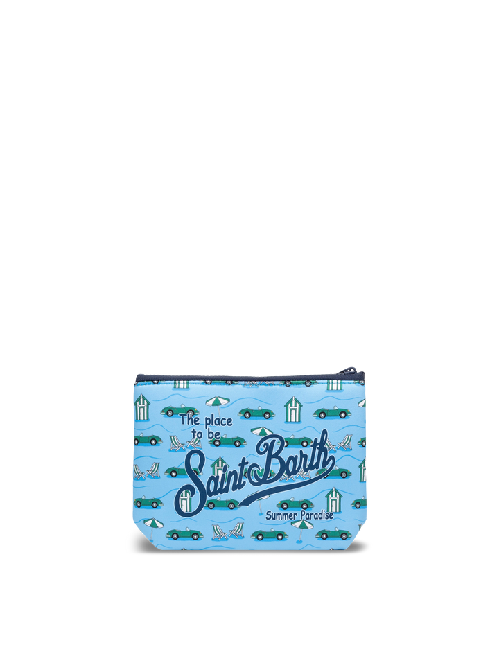 Aline Scuba-Pochette mit Autos- und Strandhütten-Print