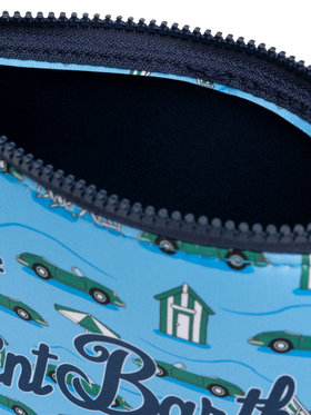 Aline Scuba-Pochette mit Autos- und Strandhütten-Print
