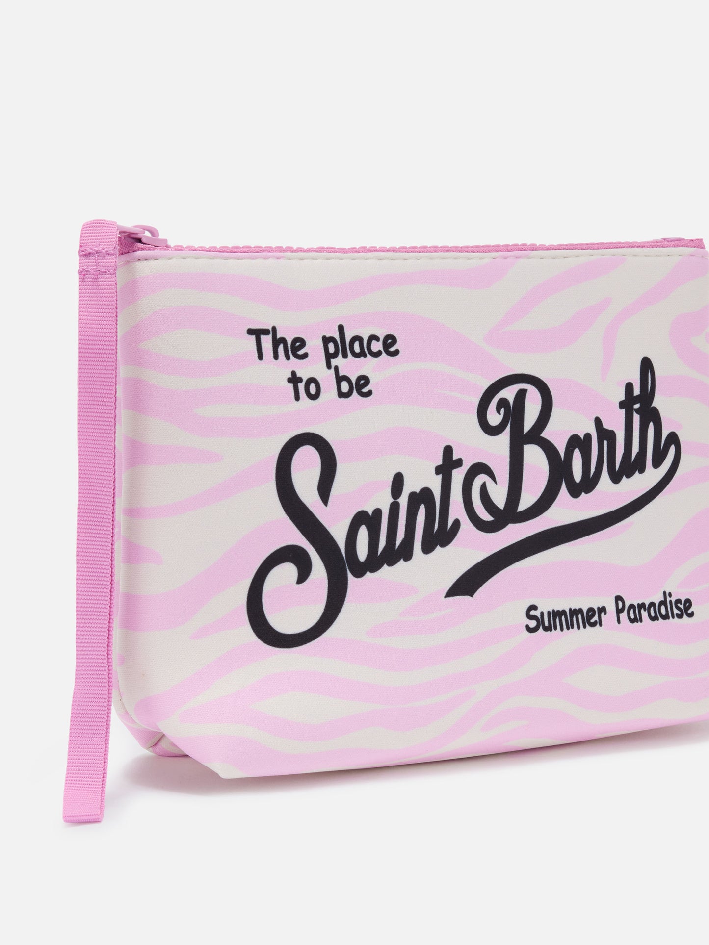 Aline scuba pouch with pink zebra print