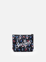 Aline Scuba-Pochette mit Uhren- und Getränke-Print