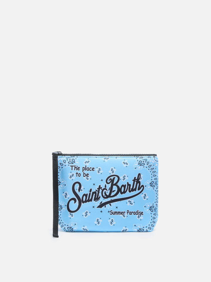 Aline scuba pouch with light blue bandana print