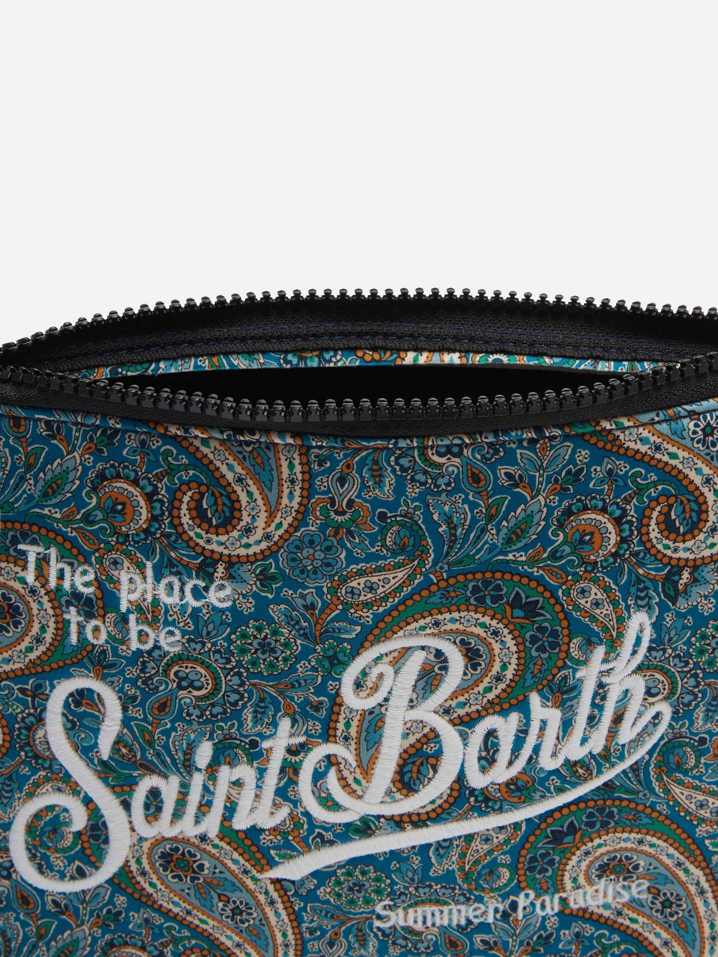 Scuba-Pochette Aline mit Lee Manor-Aufdruck | HERGESTELLT AUS LIBERTY-STOFF