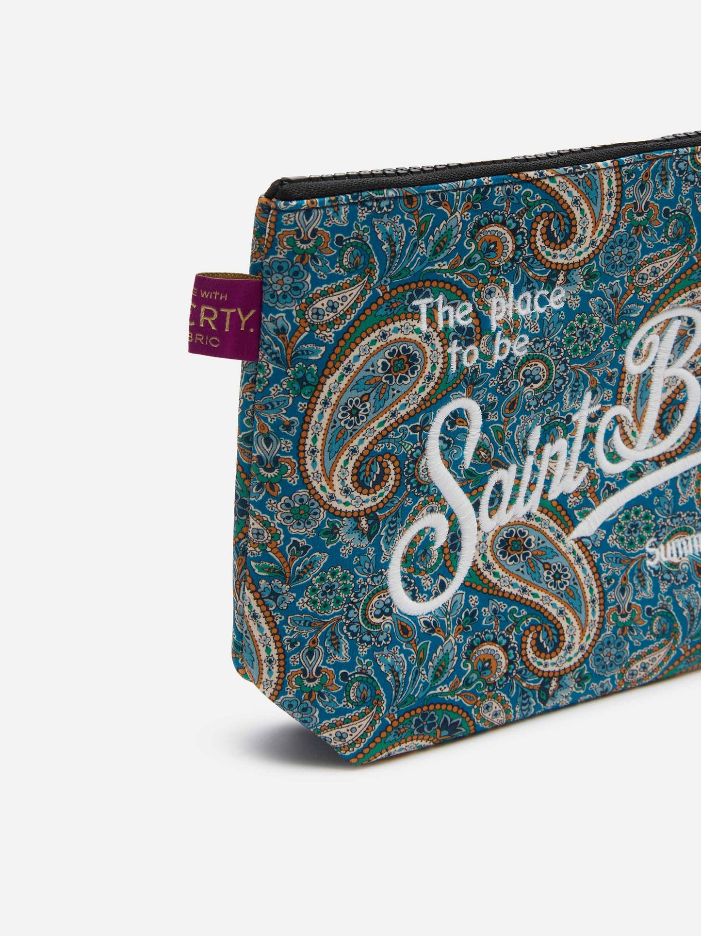 Scuba-Pochette Aline mit Lee Manor-Aufdruck | HERGESTELLT AUS LIBERTY-STOFF