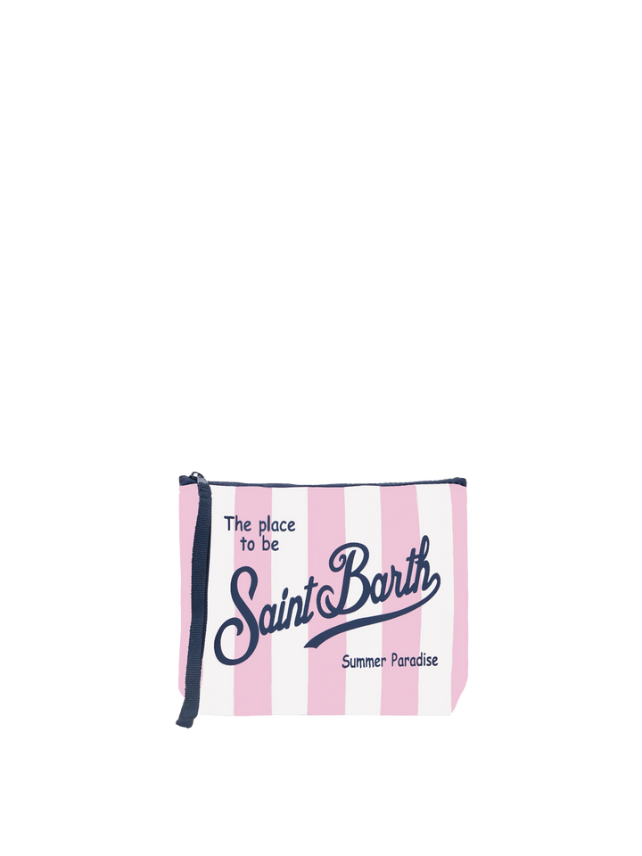 Pochette Aline in scuba con stampa a righe rosa