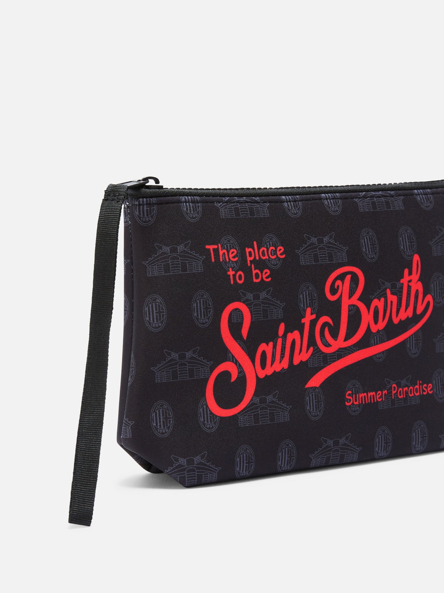 Pochette Aline in scuba nero con stampa AC Milan logo | AC MILAN SPECIAL EDITION