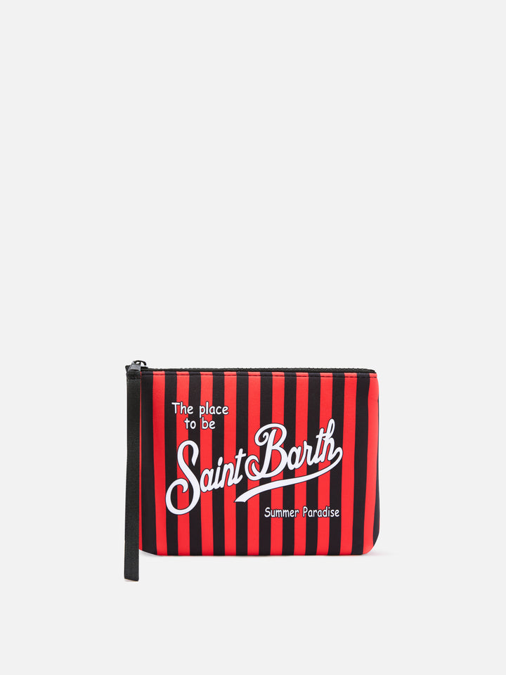 Black Aline scuba pouch with AC Milan striped print | AC MILAN SPECIAL EDITION