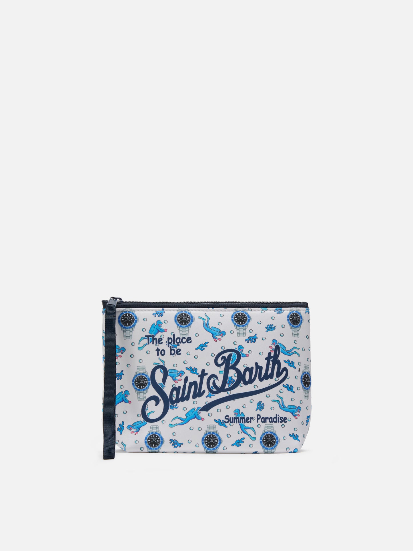 Aline scuba pouch with diver and watch print