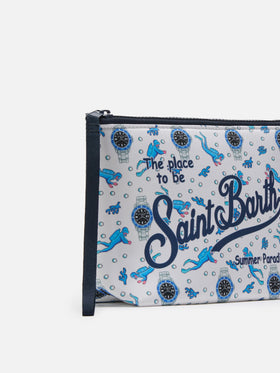 Aline scuba pouch with diver and watch print