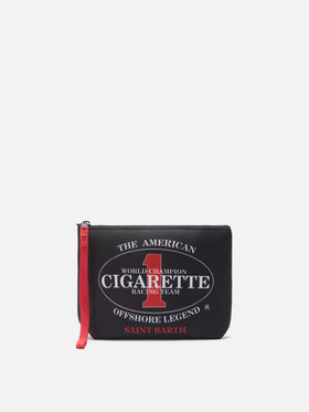 Pochette Aline in scuba nera con ricamo Cigarette Racing Team | Special Edition