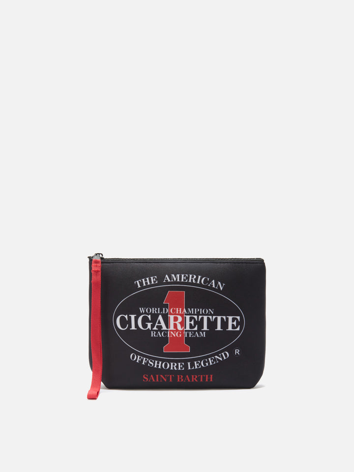 Pochette Aline in scuba nera con ricamo Cigarette Racing Team | Special Edition