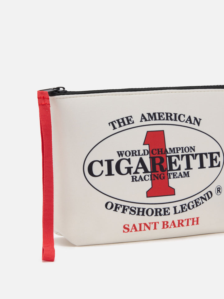 Pochette Aline in scuba bianca con ricamo Cigarette Racing Team | Special Edition