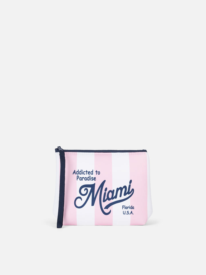 Pochette Aline in scuba a righe rosa Miami
