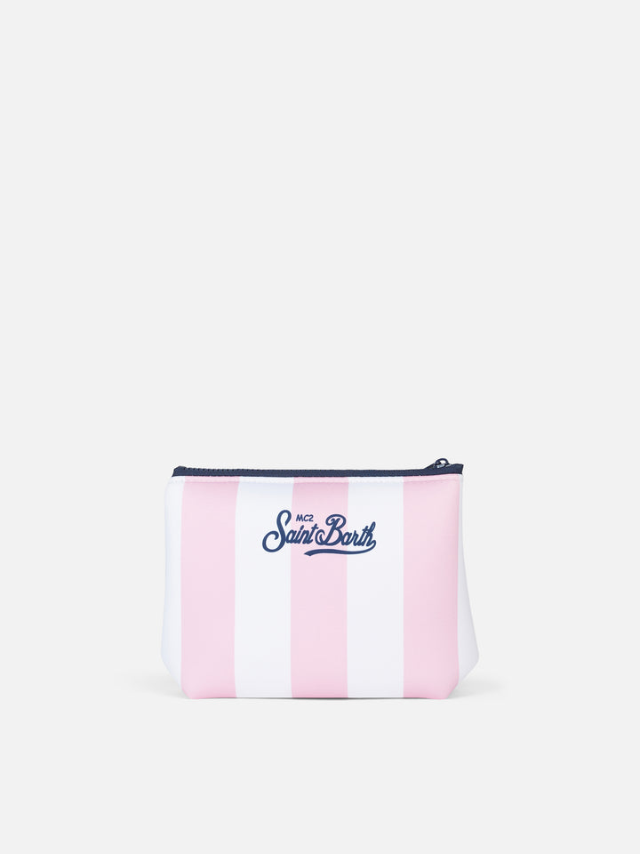 Pochette Aline in scuba a righe rosa Miami