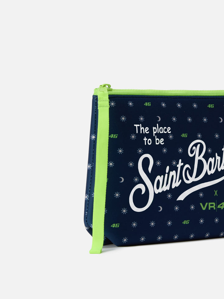 Pochette Aline in scuba blu con stampa VR46 Limited Edition | VR46 SPECIAL EDITION