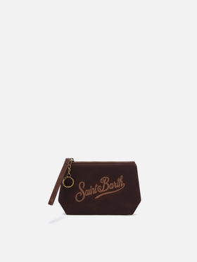 Bolso Brown Mini Aline de pouch encerada con bordado del logo 