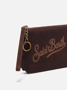 Bolso Brown Mini Aline de pouch encerada con bordado del logo 